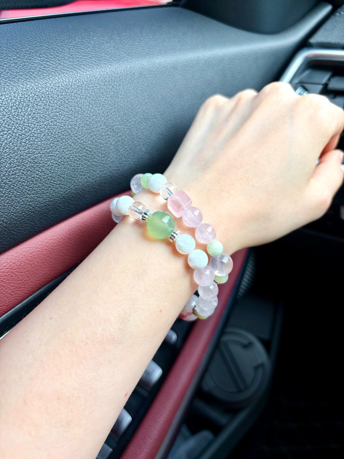 Rozenkwart Xiuyan Jade Dubbele Kraldenarmband