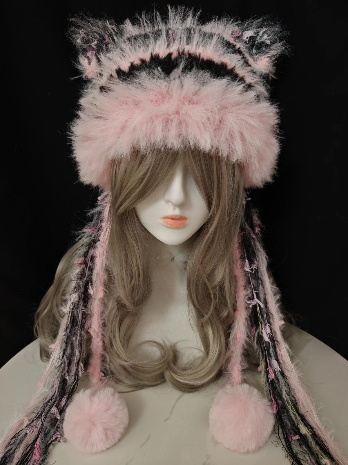 Plush Cat Ear Hat with Tassels