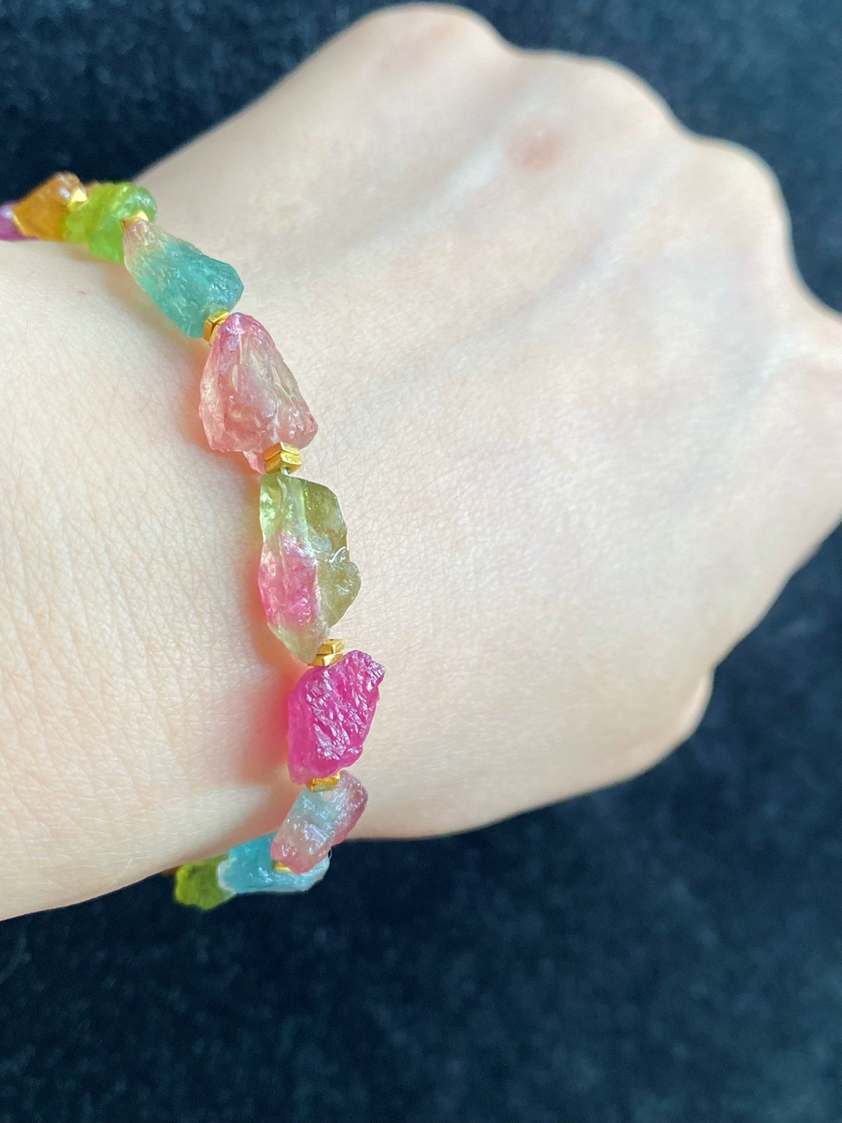 Bracciale Arcobaleno in Tormalina Anguria Grezza