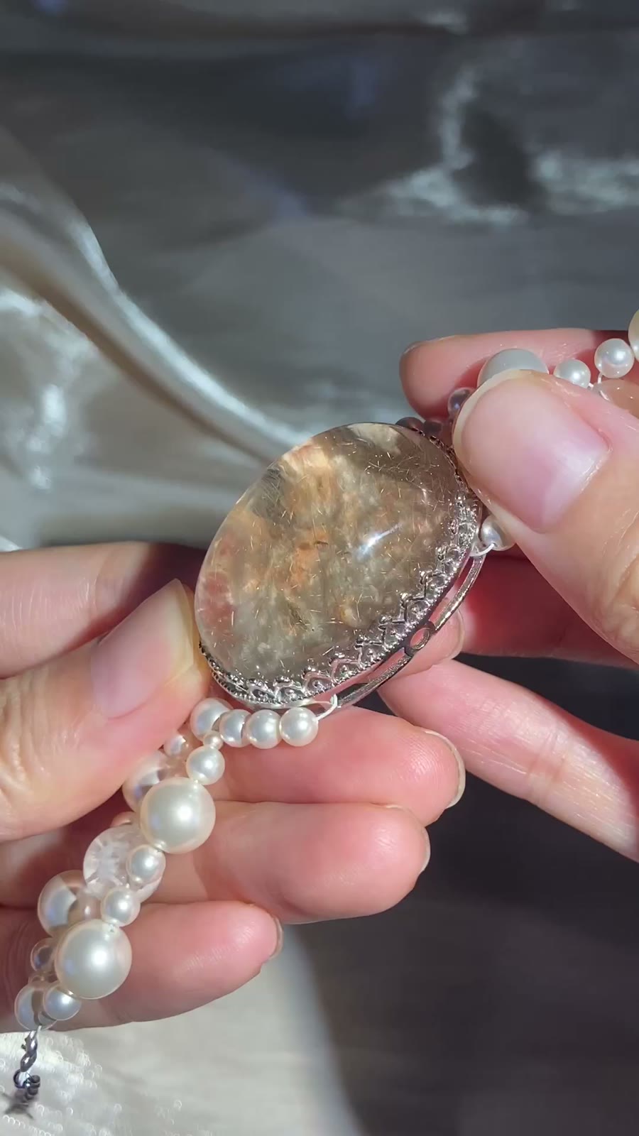 Rutilated Quartz Oval Cabochon Bracelet