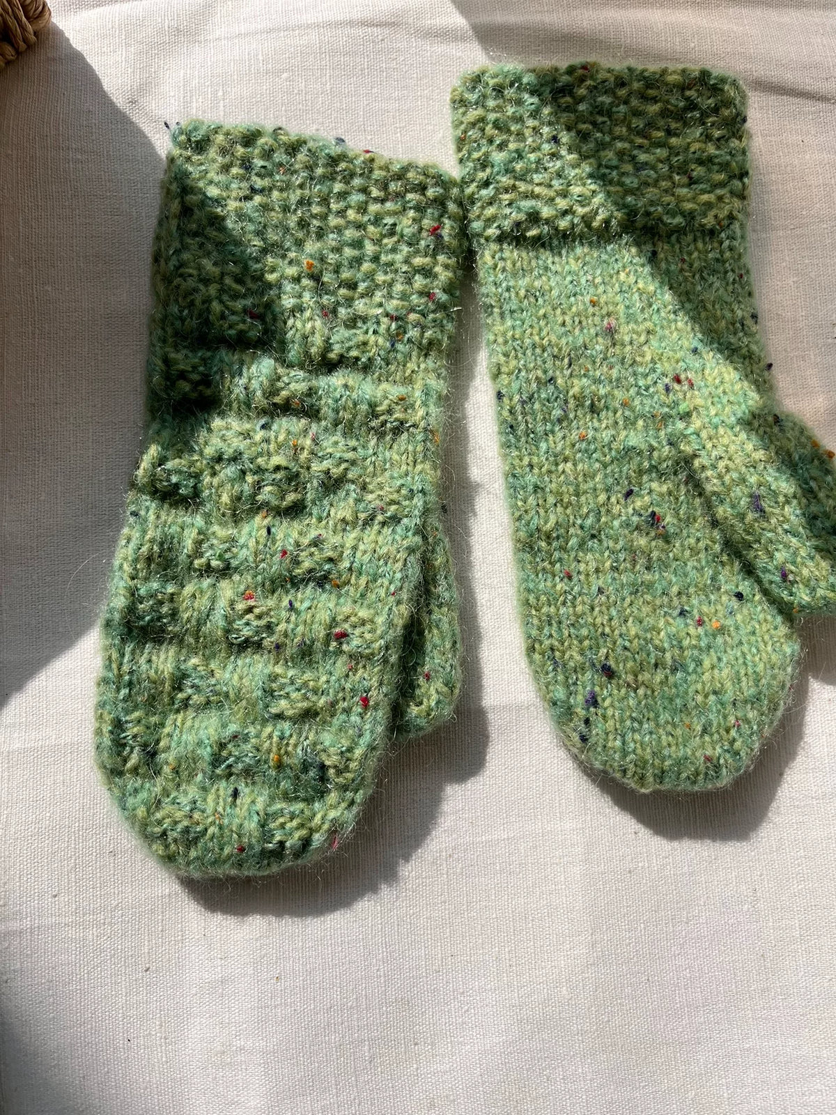 Guantes sin dedos de lana pura tejidos a mano