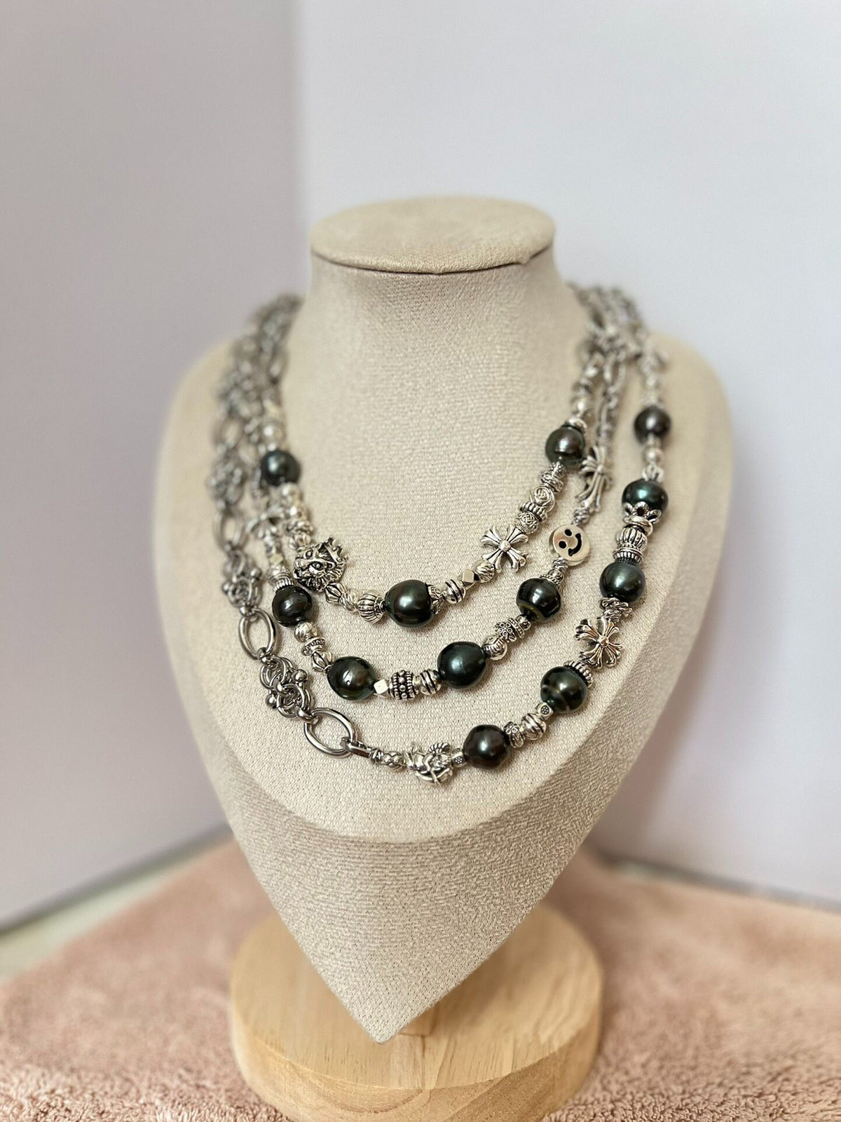Tahitian Pearl Multi Strand Antique Necklace