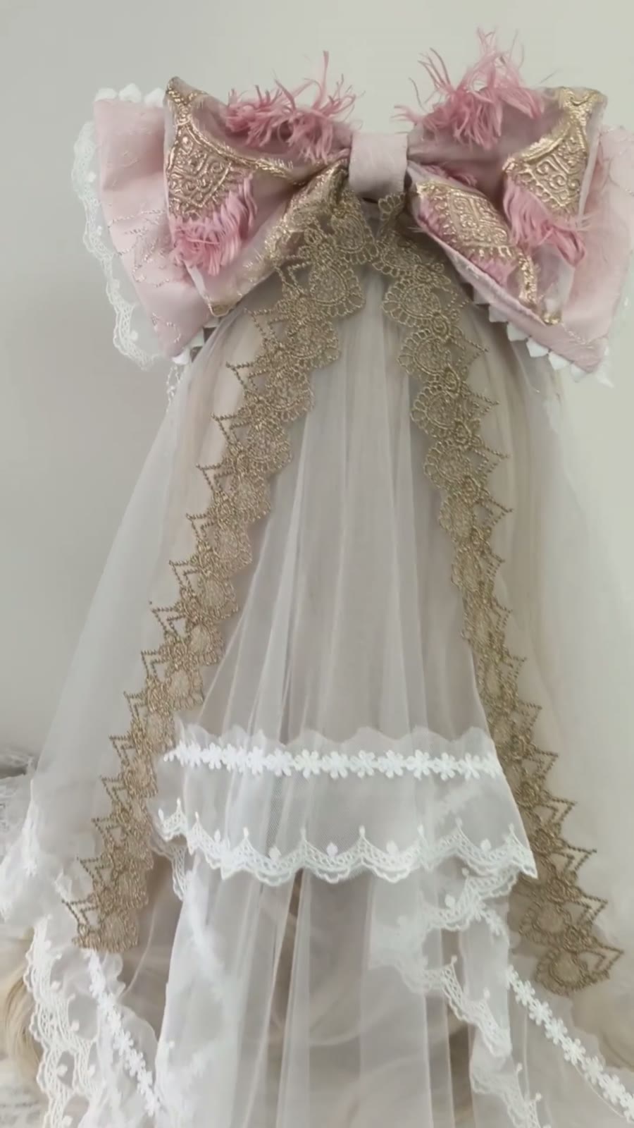 Roze Lolita hoofdslier met afneembare strik