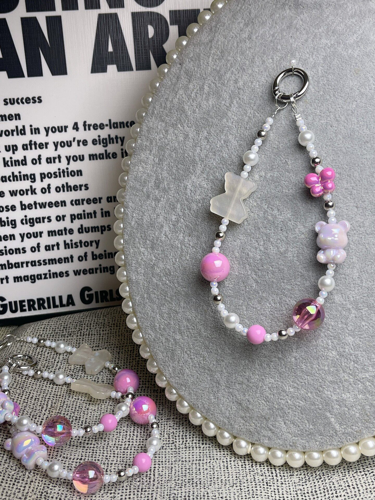 Handmade Pearl Butterfly Phone Chain