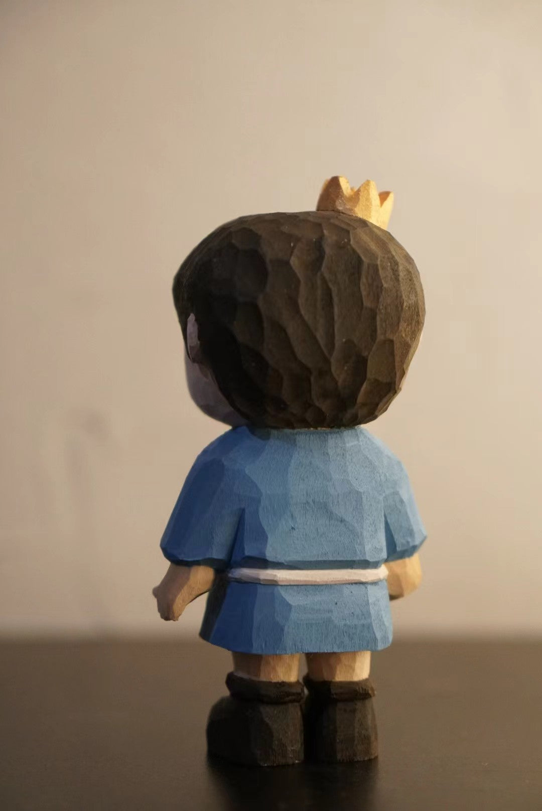 Hand-Carved Basswood Woggy Figure 10cm Low-Poly Style