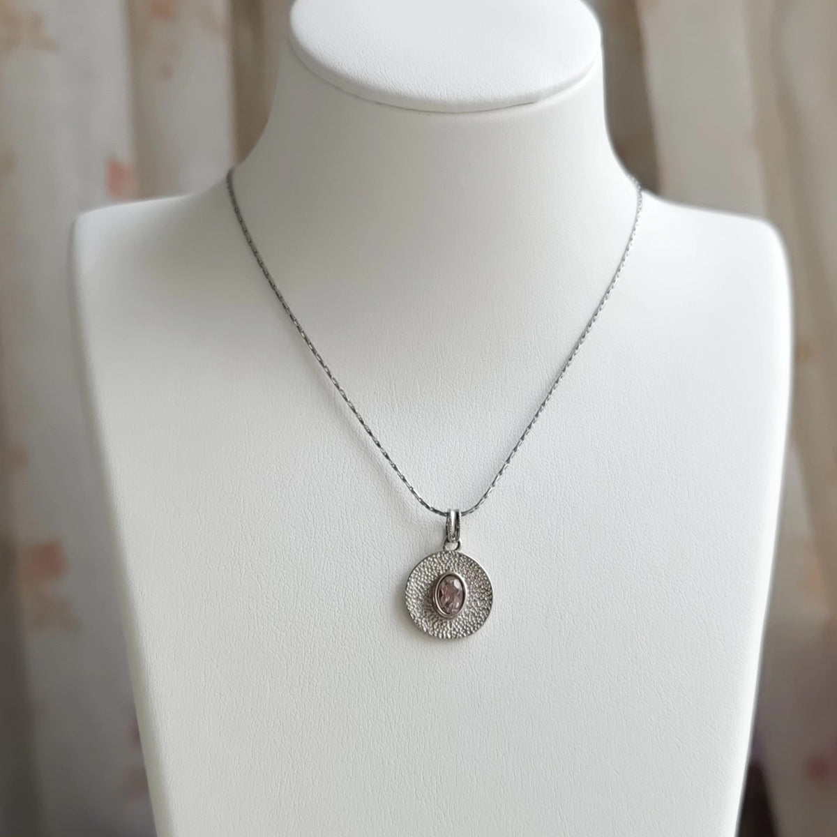 Pink Tourmaline S925 Sterling Silver Pendant Necklace