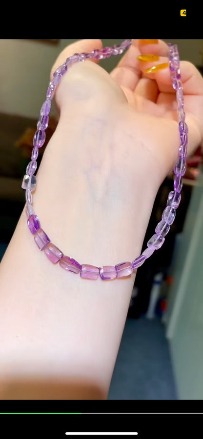 Faceted Amethyst Necklace, 7-8mm Beads, 43.5cm Length