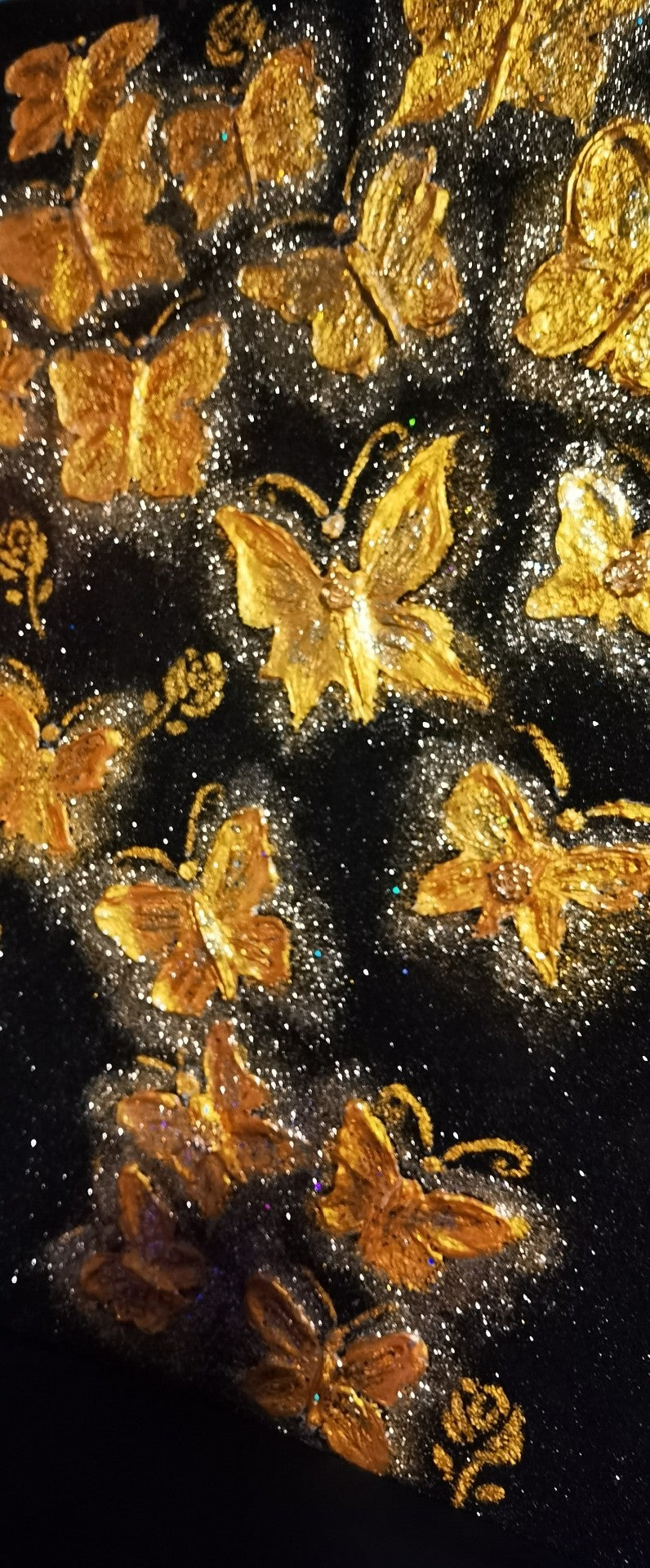 Quartz Sand Textured Gold Butterfly Art