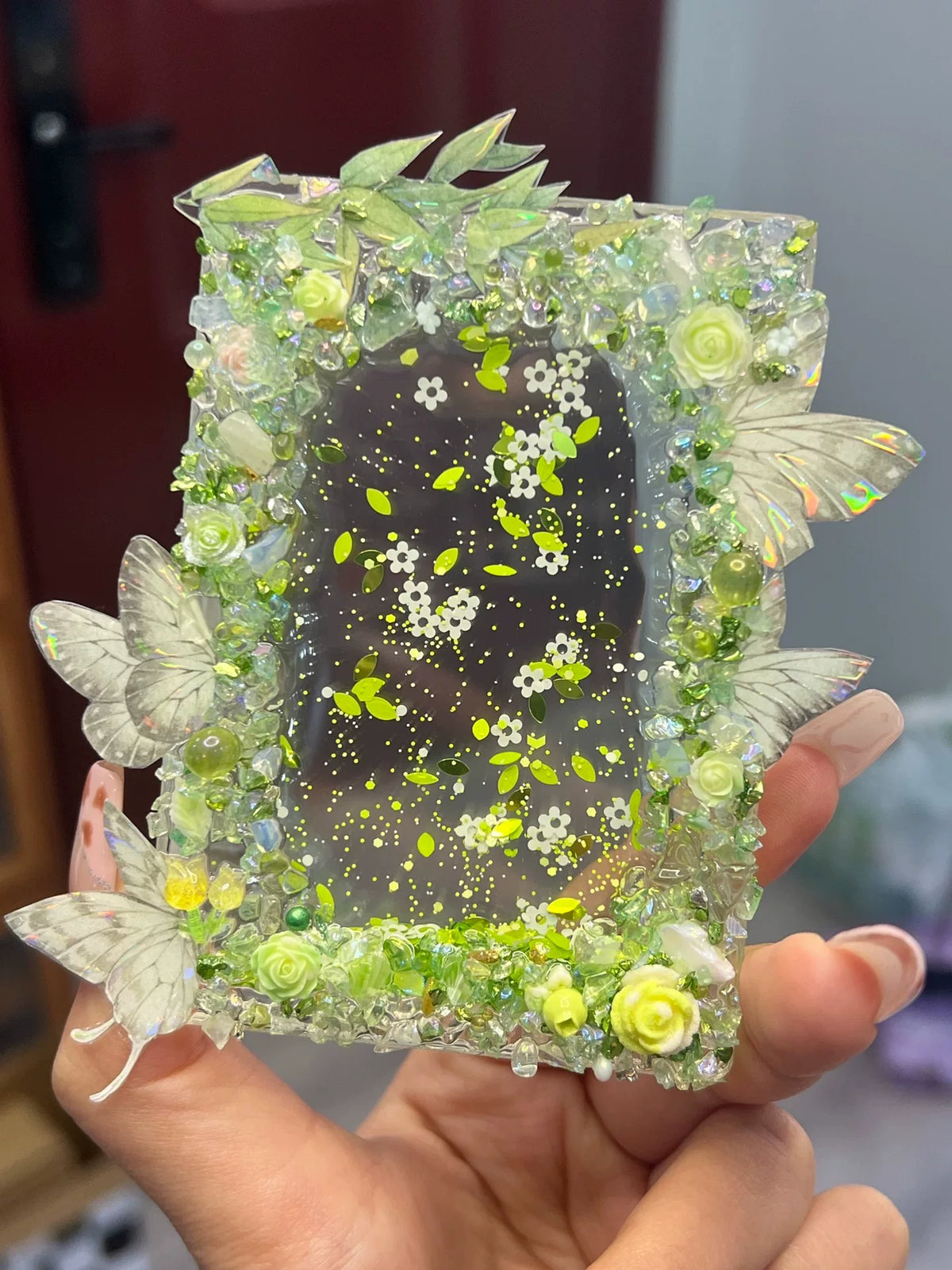 Liquid Shaker Card Brick met Drijende Bloemensequins