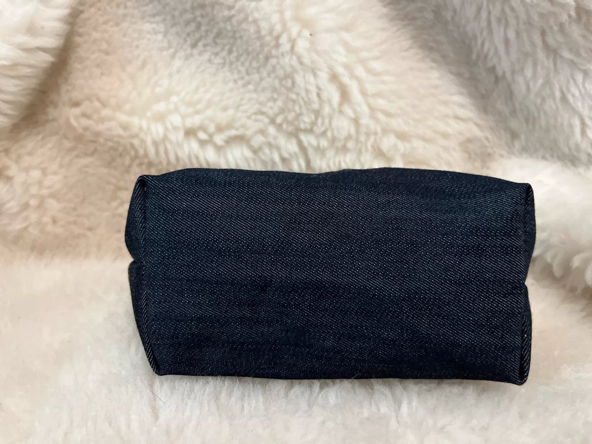 Pochette zippée patchwork denim rayé