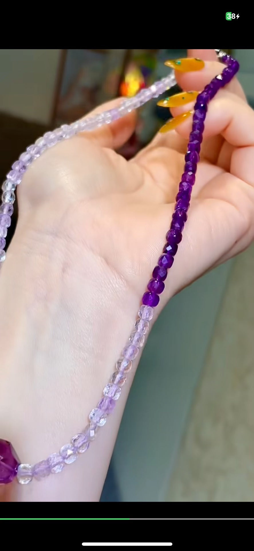 Purple Crystal Free-Form Pendant Necklace 43.5cm 16.6g