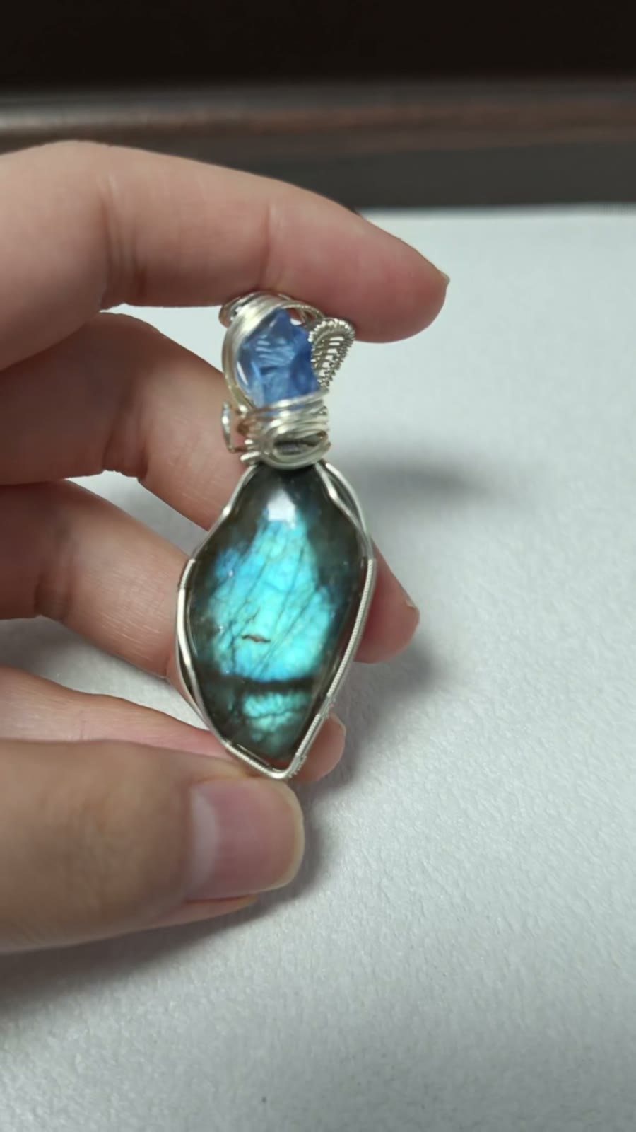 Handmade Wire Wrapped Blue Labradorite Necklace