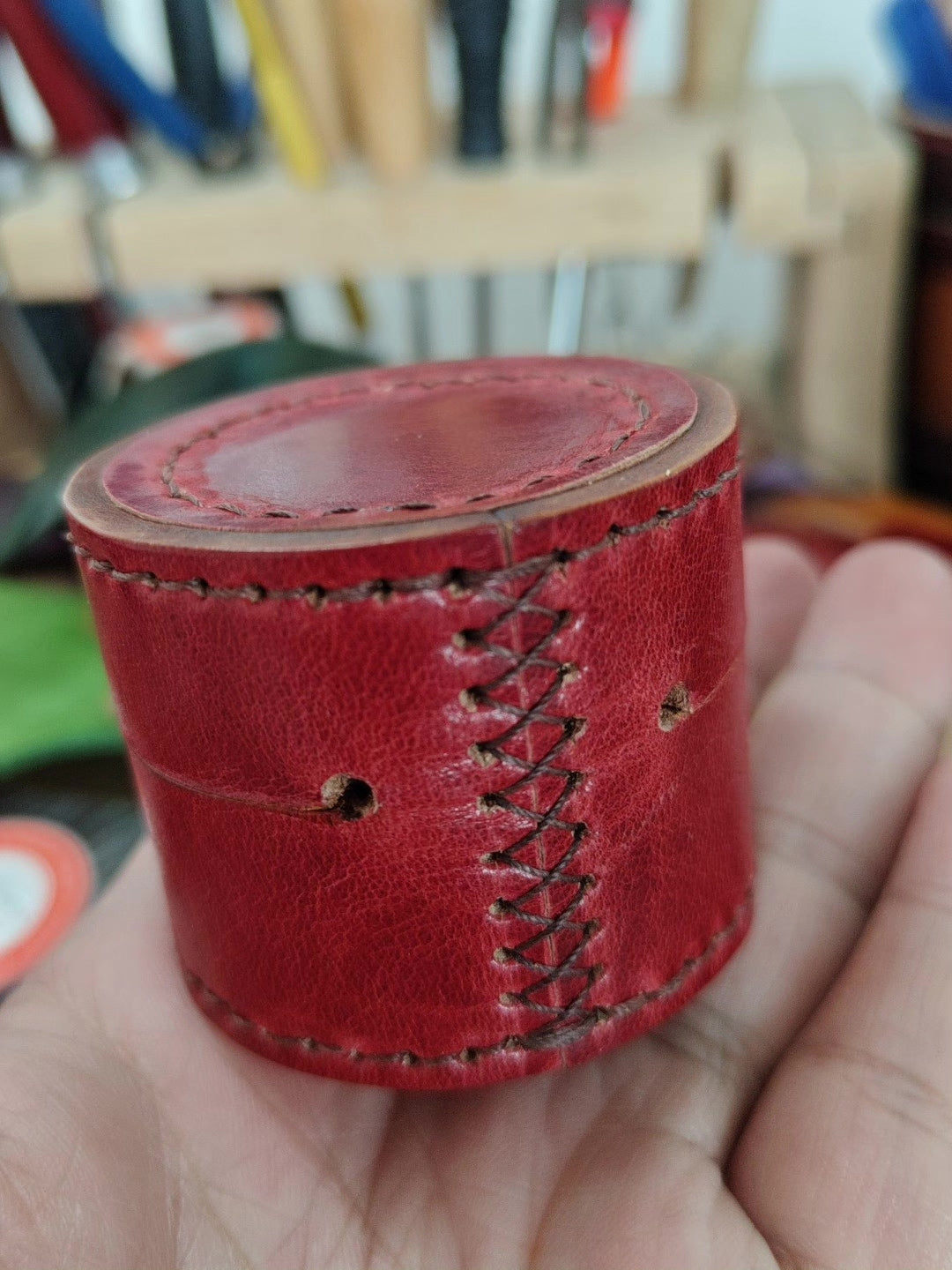 Vegetable Tanned Leather Thumb Ring Storage Case