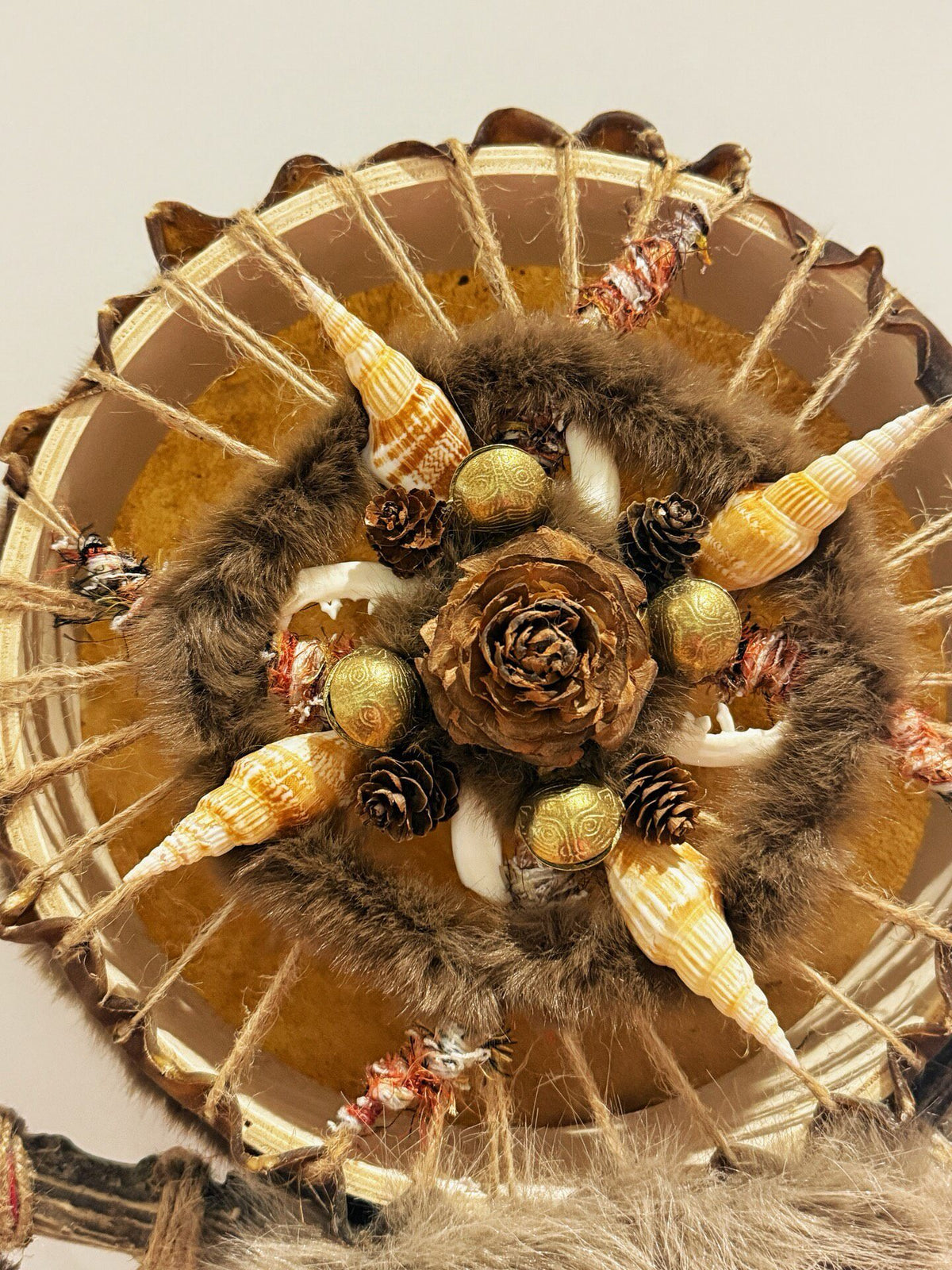 Shamanic Drum 25cm Yellow Cowhide Antler