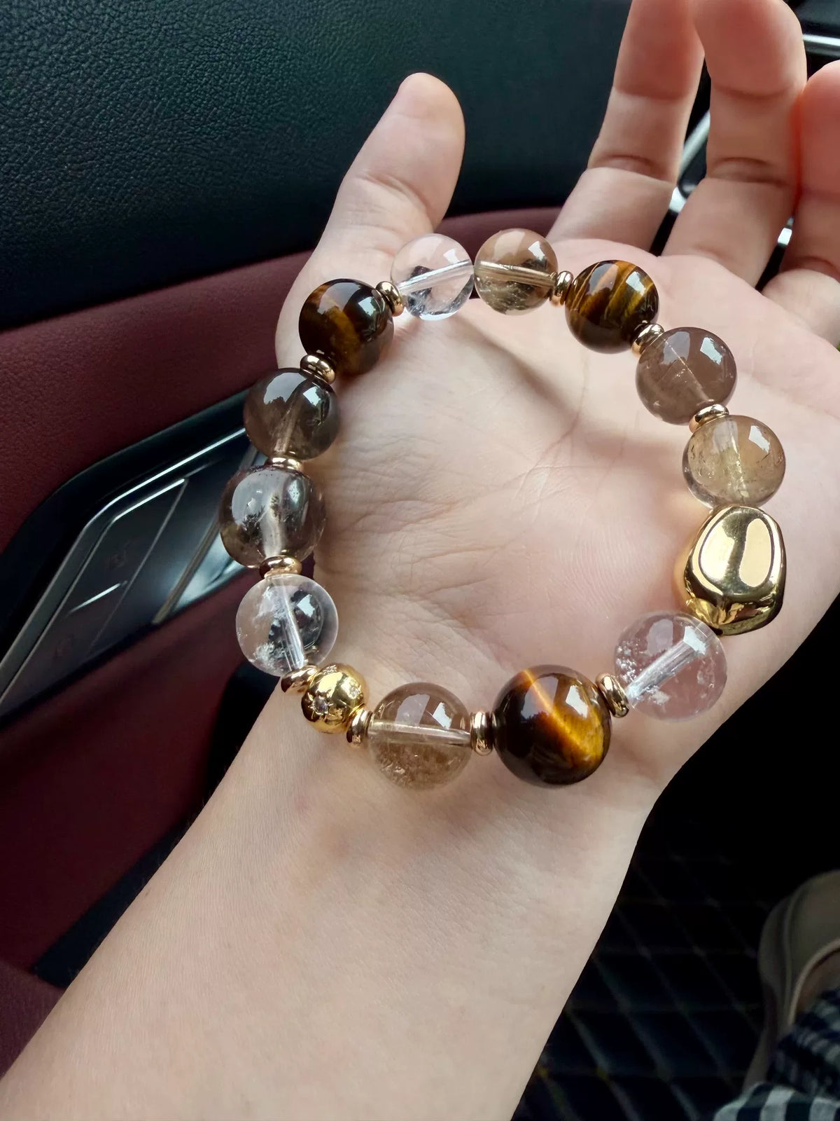 12mm Smoky Quartz Multi Gemstone Beaded Bracelet