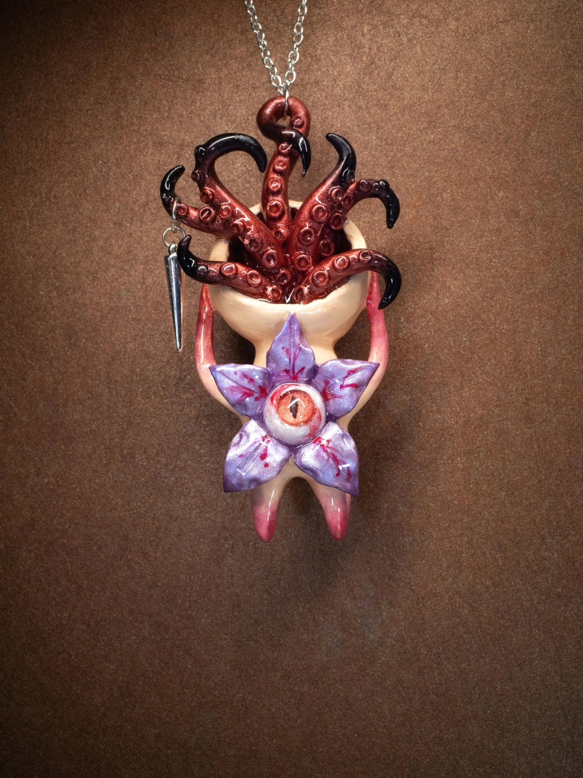 Cthulhu Tentacle Eye Flower Pendant Necklace