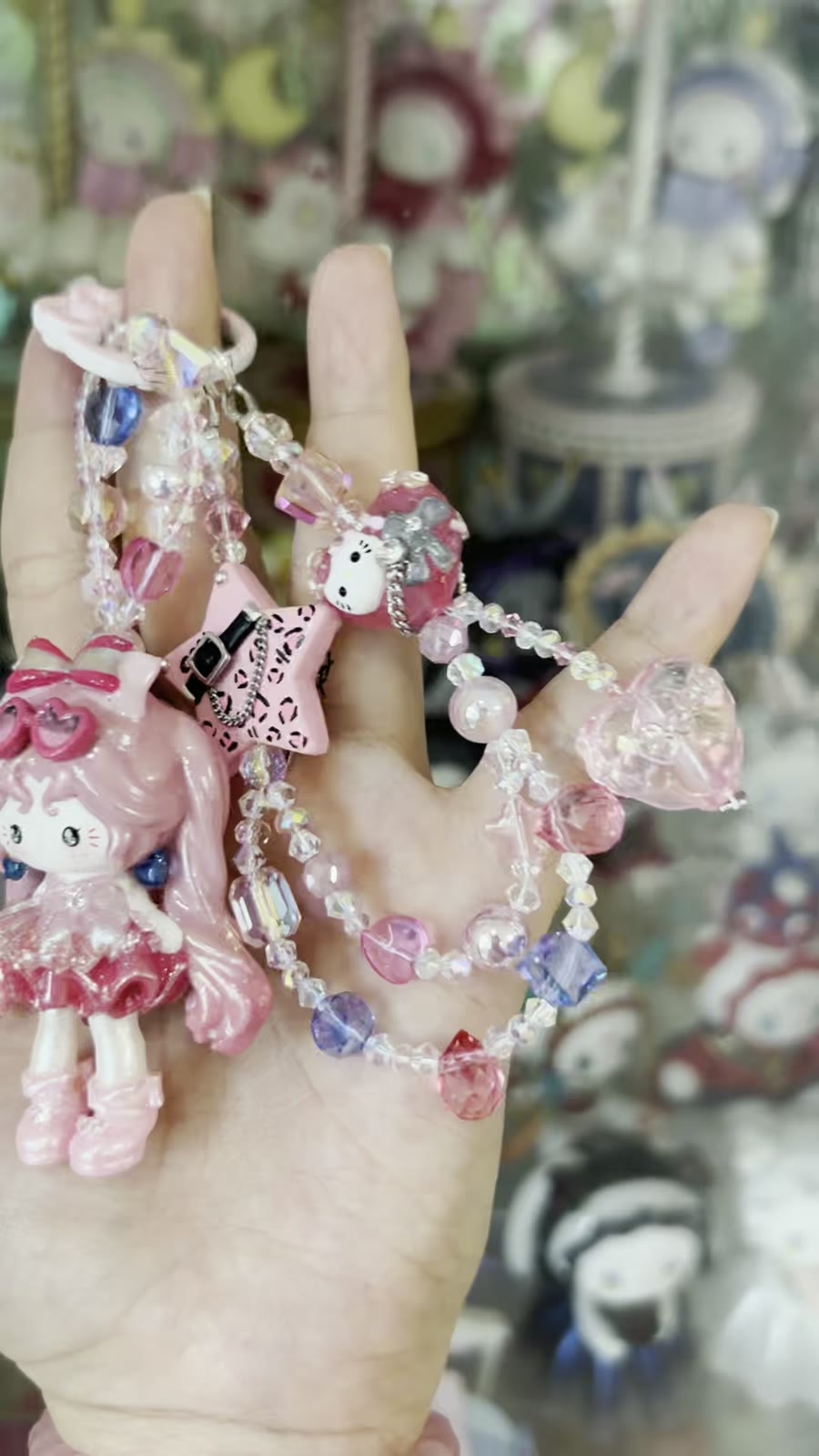 Roze KT Cat Kralen Telefoonhanger