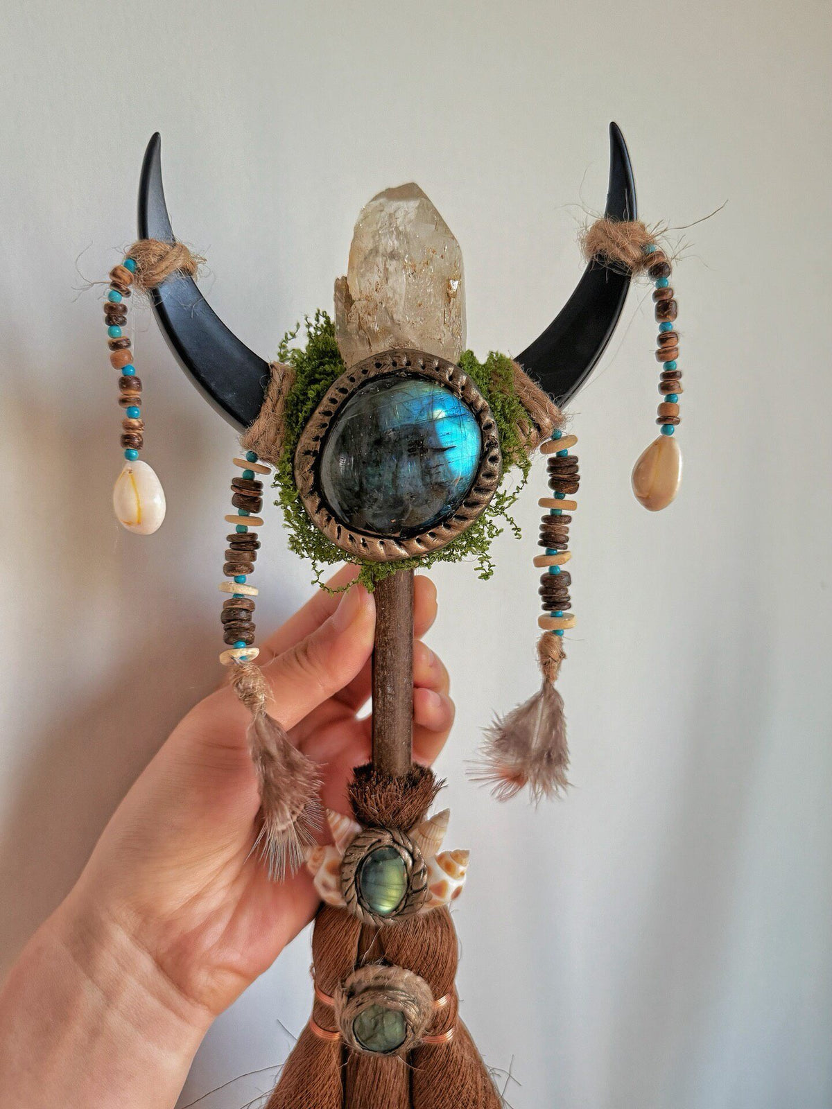 Witch Crystal Dusting Broom Wand Labradorite