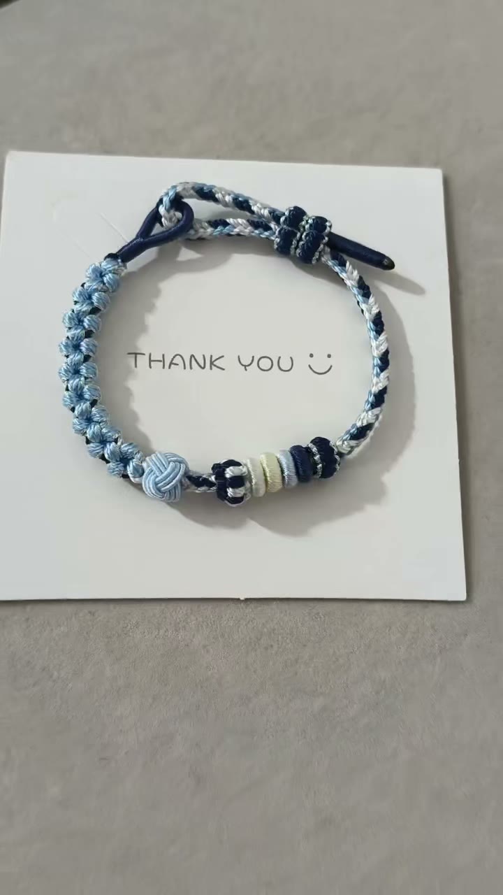 Handwoven Blue White Cord Bracelet