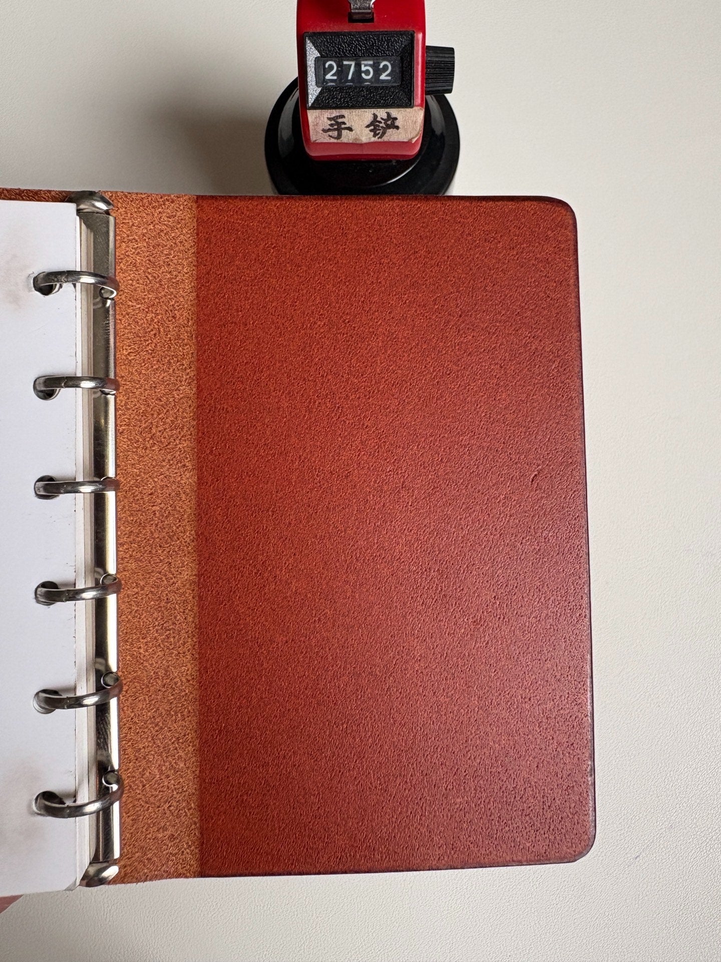 A7 13-Ring Leather Notebook Cover with Metal Binding