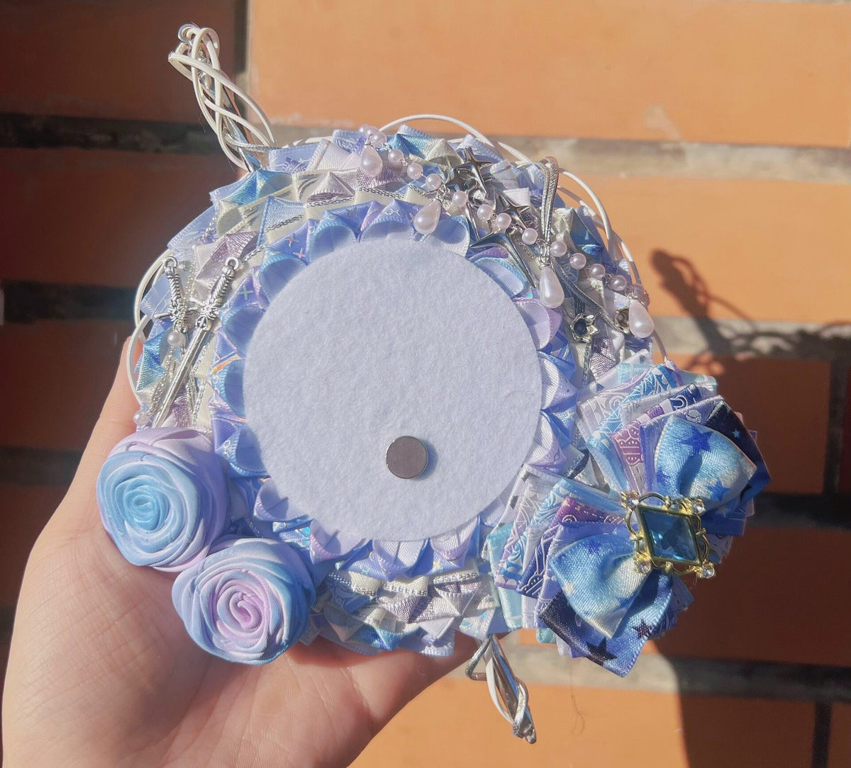 Blue Ribbon Wreath with Character Badge