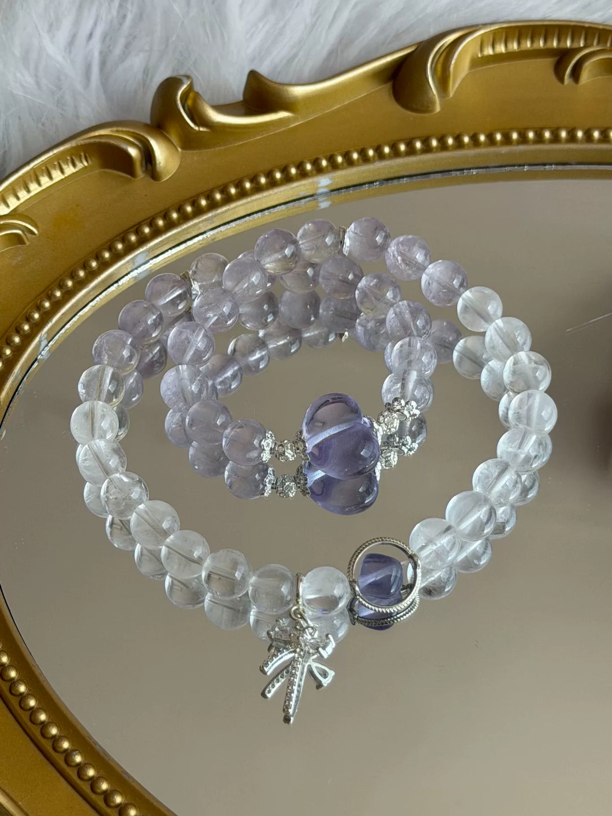 Pulsera de cristal natural de doble vuelta 8mm