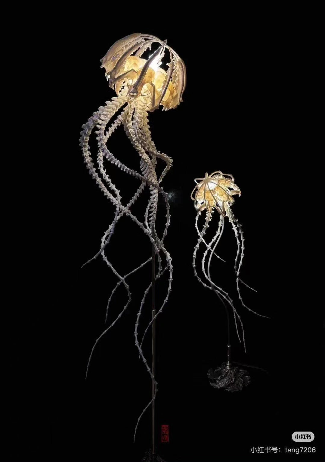 Skeletal Jellyfish Floor Lamp Bone Finish