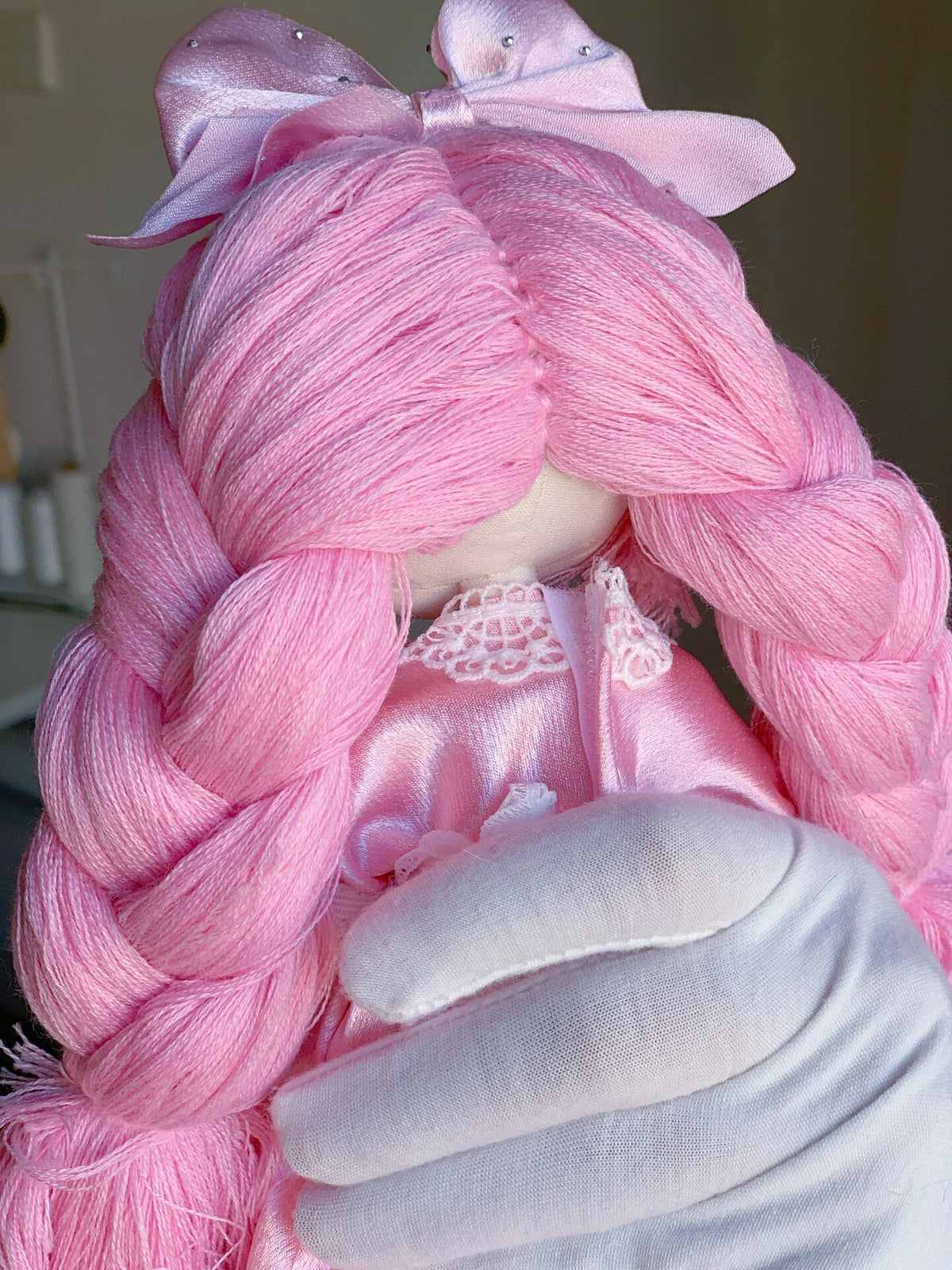 Handmade Pink Yarn Braided Cloth Doll