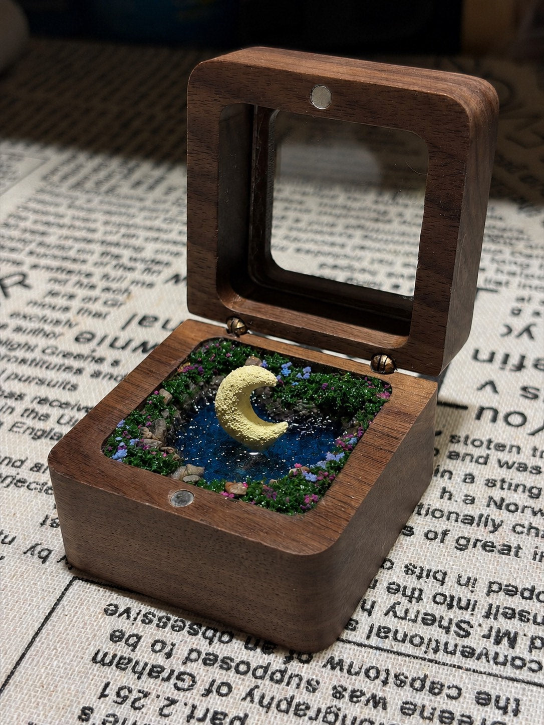 Wooden Miniature Diorama Box Moon Stream