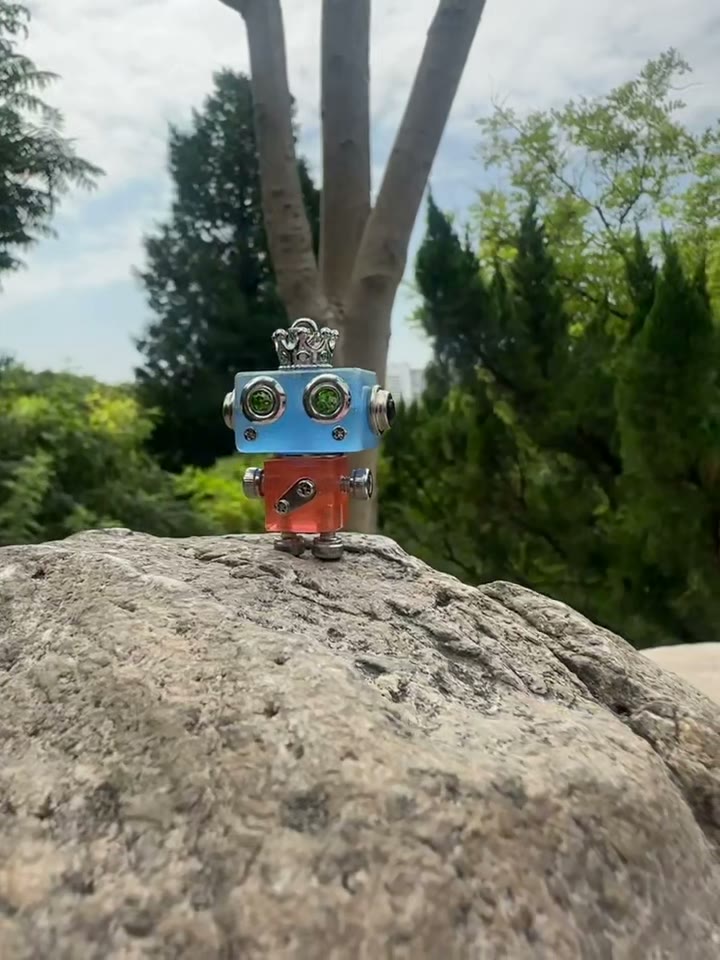 Blue and Orange Robot Pendant Charm