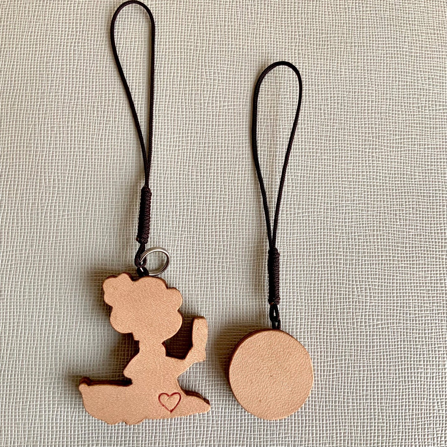Leather Charm Set with Fairy Figure and "nice day" Disc
