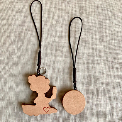 Leather Charm Set with Fairy Figure and "nice day" Disc