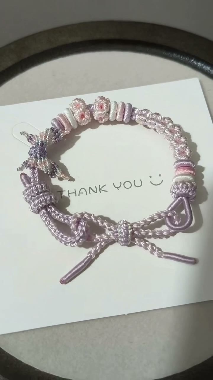 Handwoven Lavender Bracelet with Floral Charm