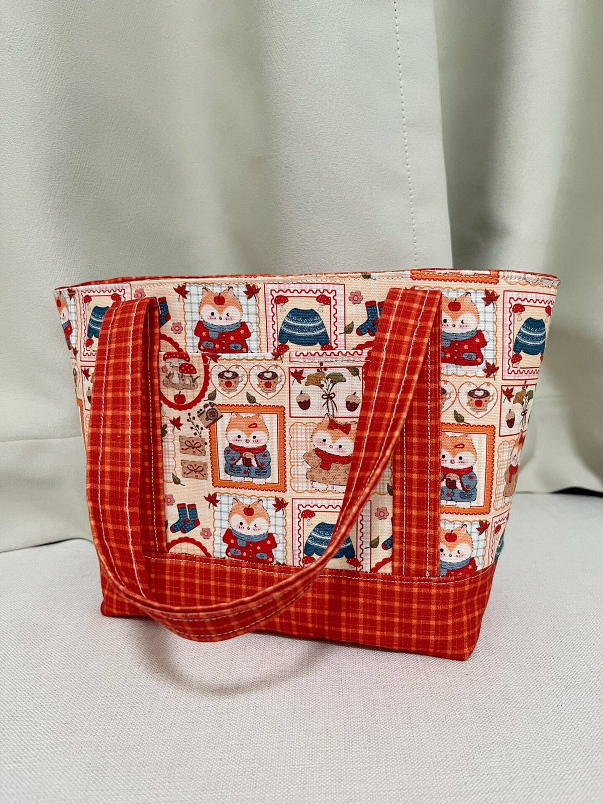 Bolso Tote de Lona de Algodón con Estampado de Zorro