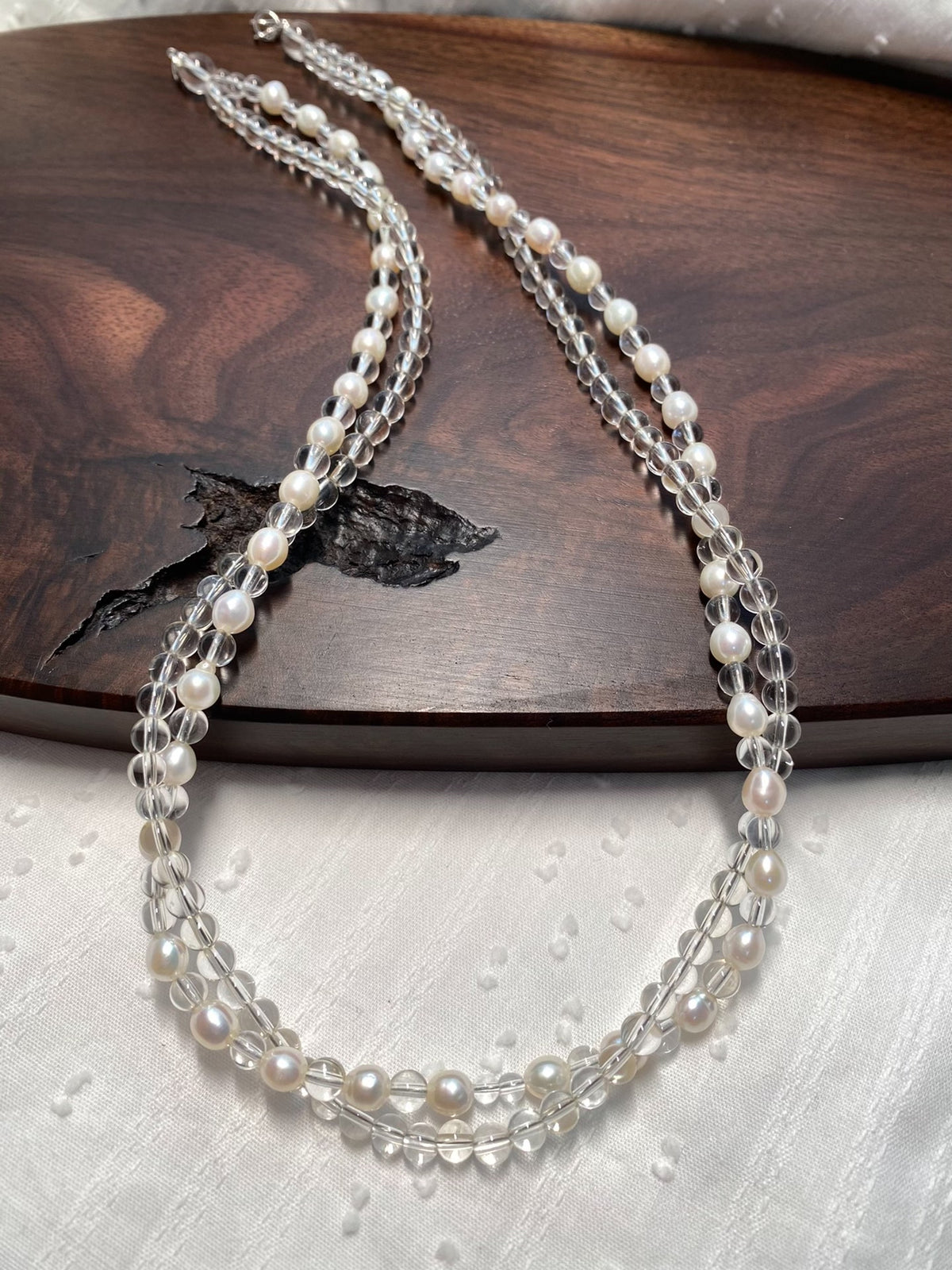 White Crystal Freshwater Pearl Necklace