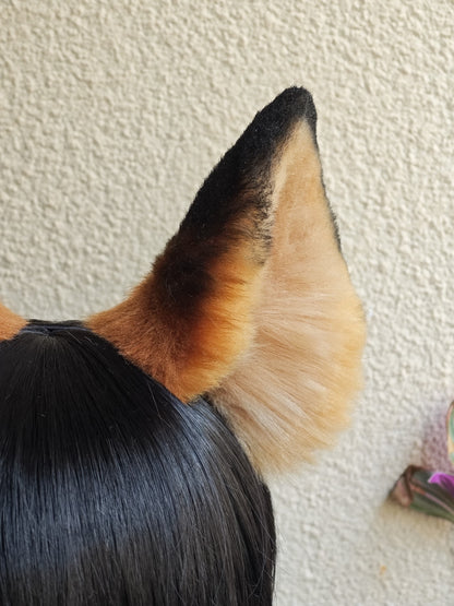 Handmade Red Fox Ears Cosplay Headband, 10cm Tall