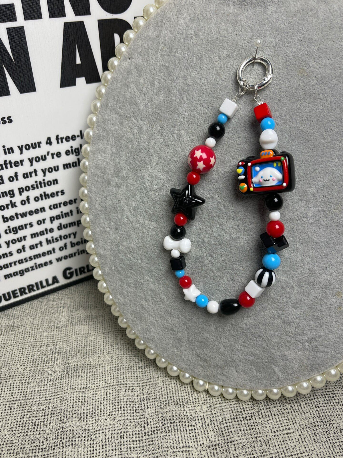 Cartoon Camera Beaded Phone Strap