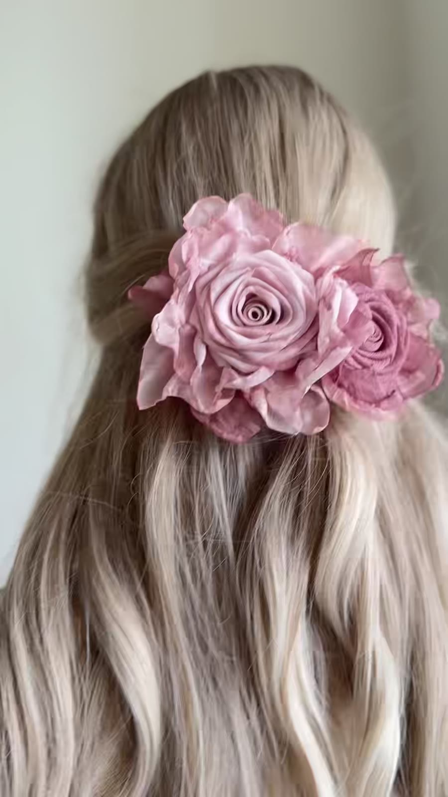 Spring Clip Pink Fabric Rose Hair Accessory