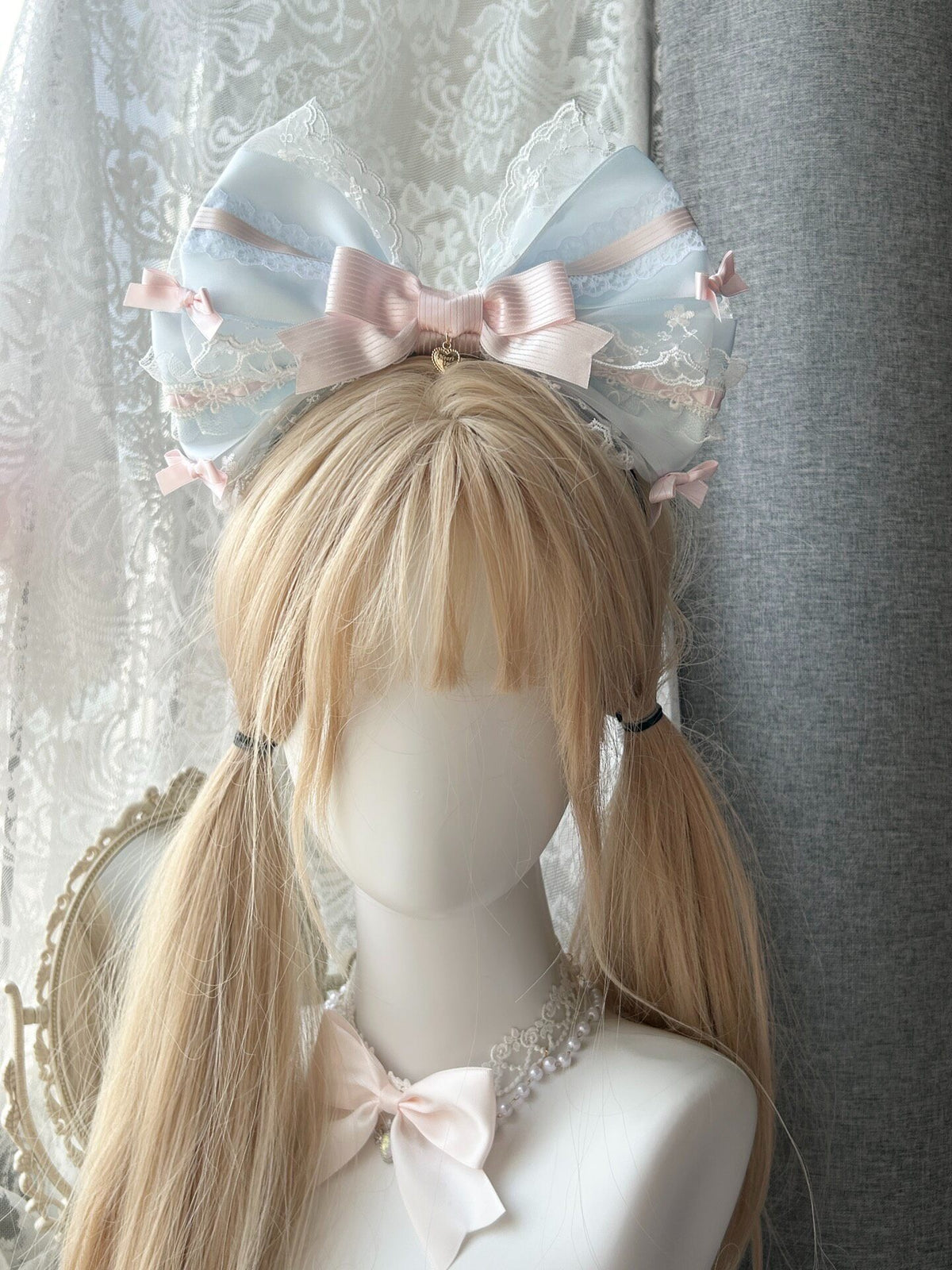 Lolita Satin Bow Headband KC Set