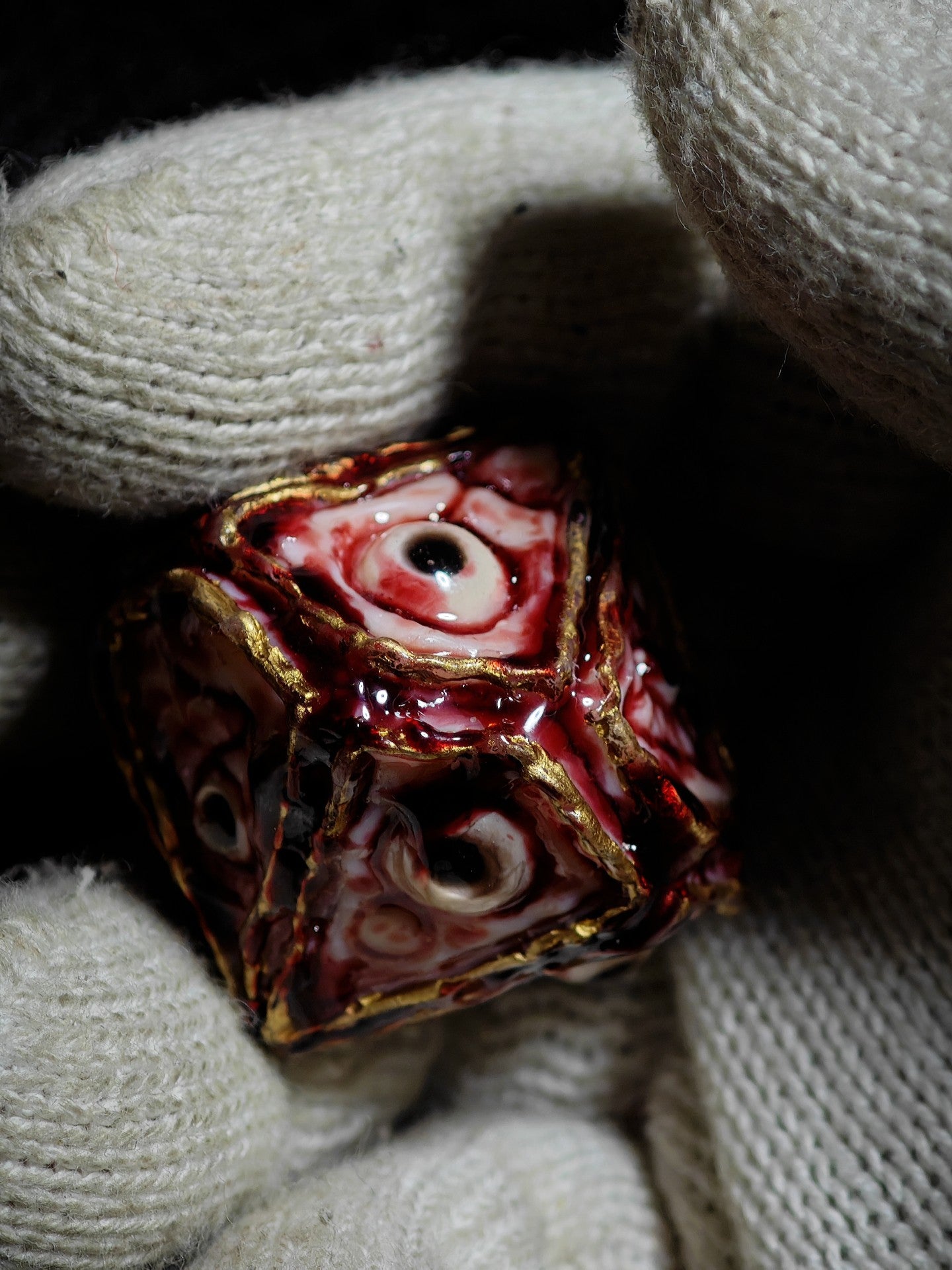 Cthulhu Organic Texture Polyhedral Custom Dice with Eye Motifs