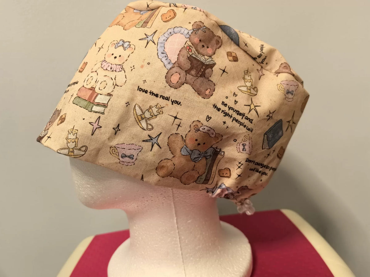 Gorro Cirúrgico de Algodão com Urso de Peluche