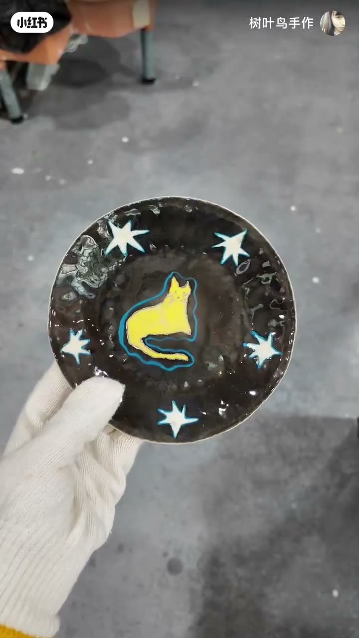 Handmade Ceramic Cat Star Dish