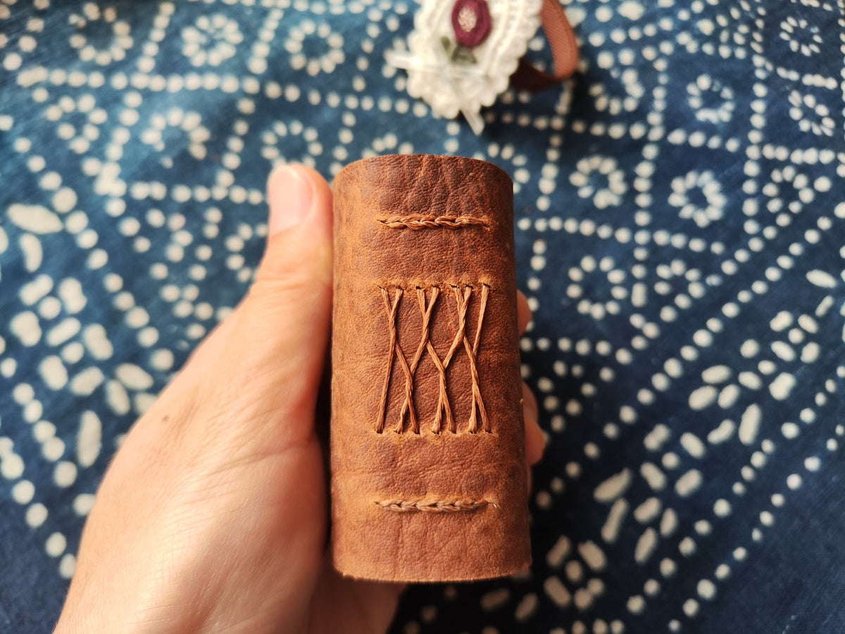 Vintage Leather Journal with Rose Applique
