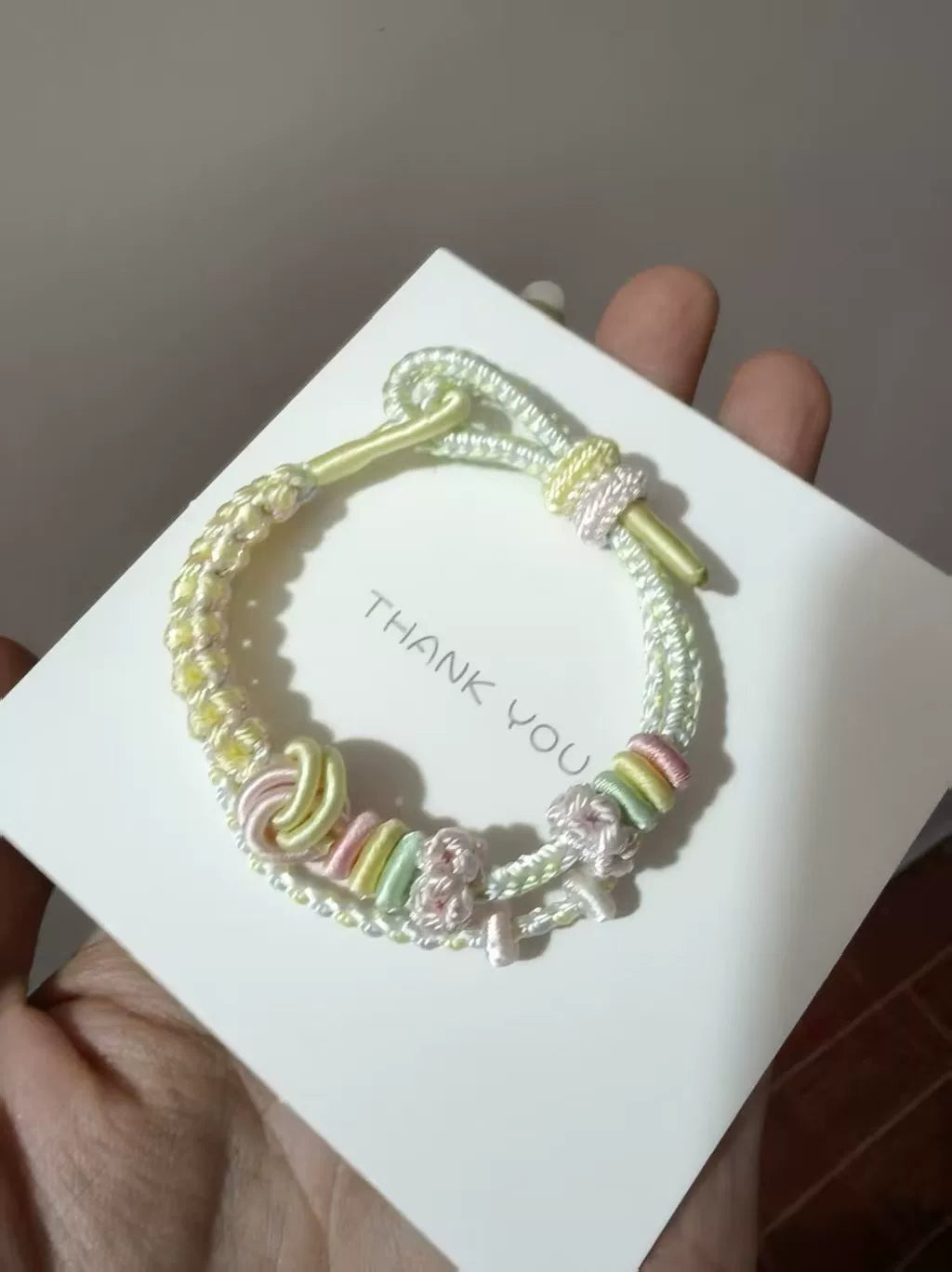 Handmade Double Layer Braided Bracelet Yellow Green Gradient