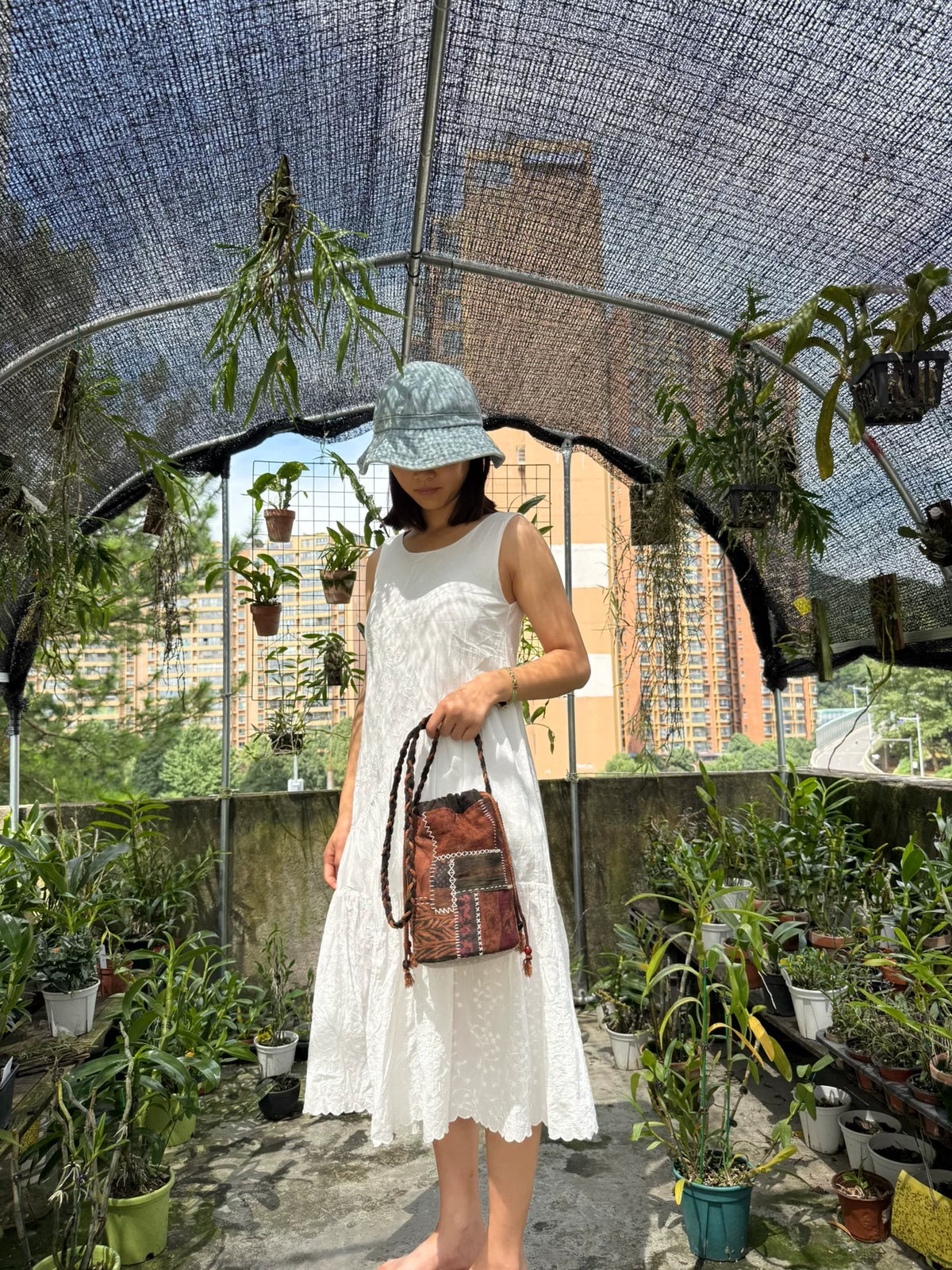 Met persiba verfde Patchwork Bucket Bag