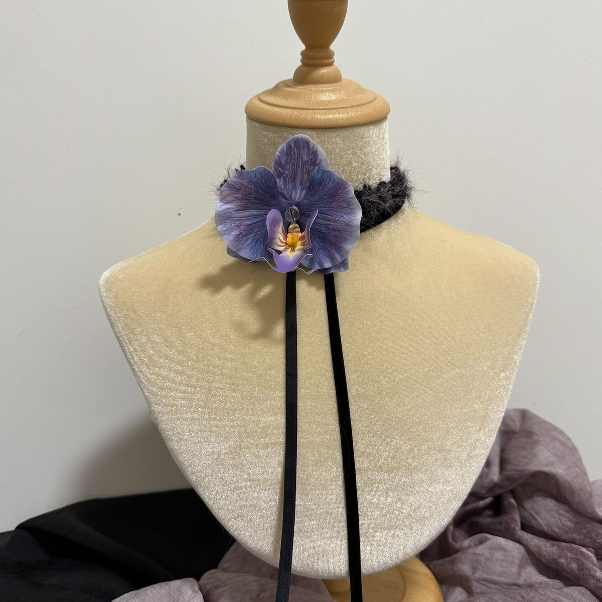 Handmade Orchid Choker Necklace Purple