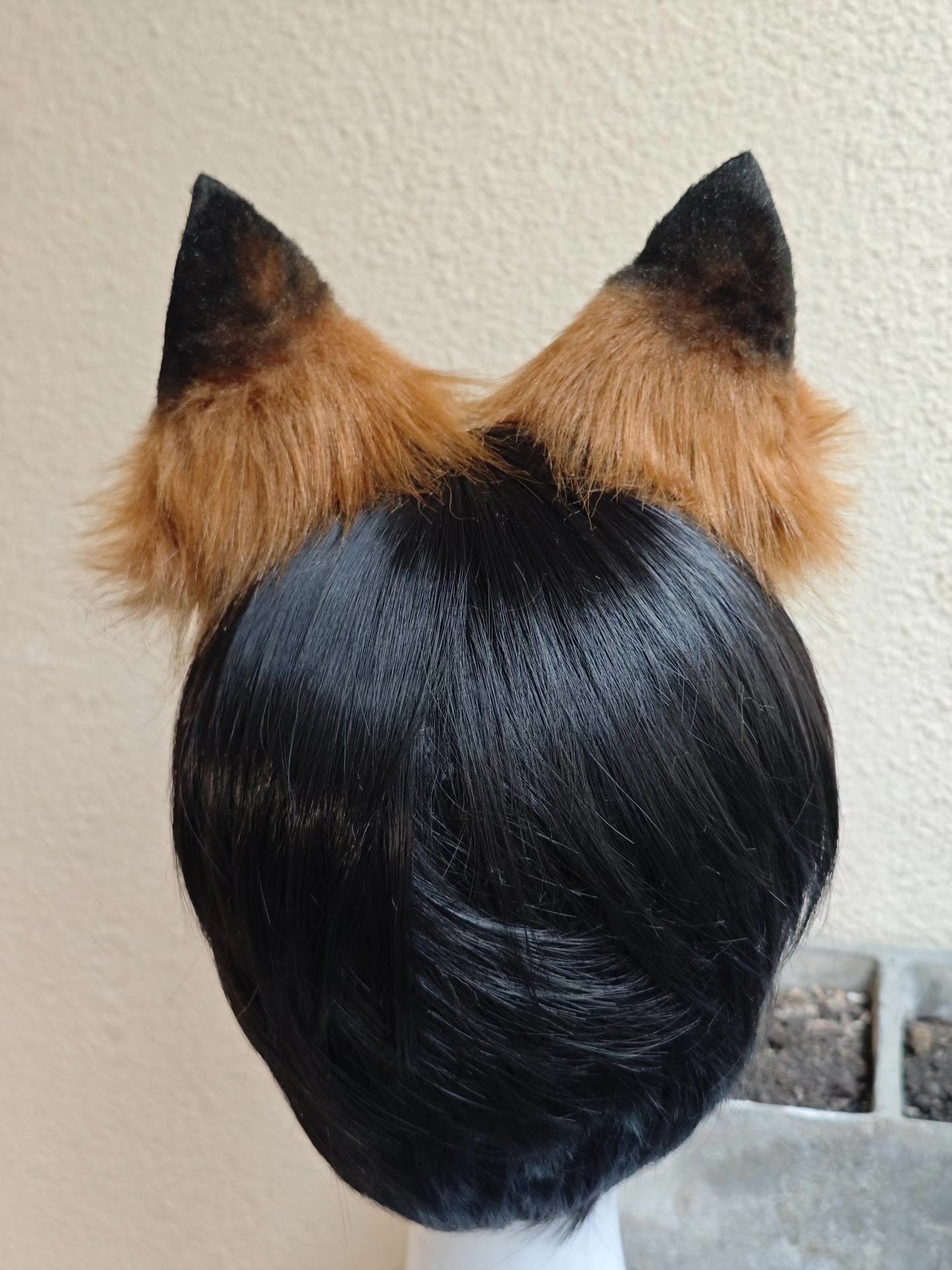 Handmade Red Fox Ears Headband with Tri-Color Fur and White Inner Patch