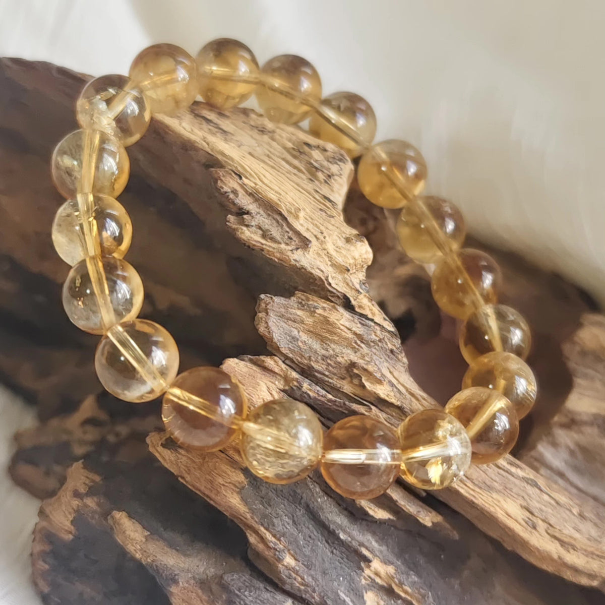 Natural Citrine Bead Bracelet 10mm
