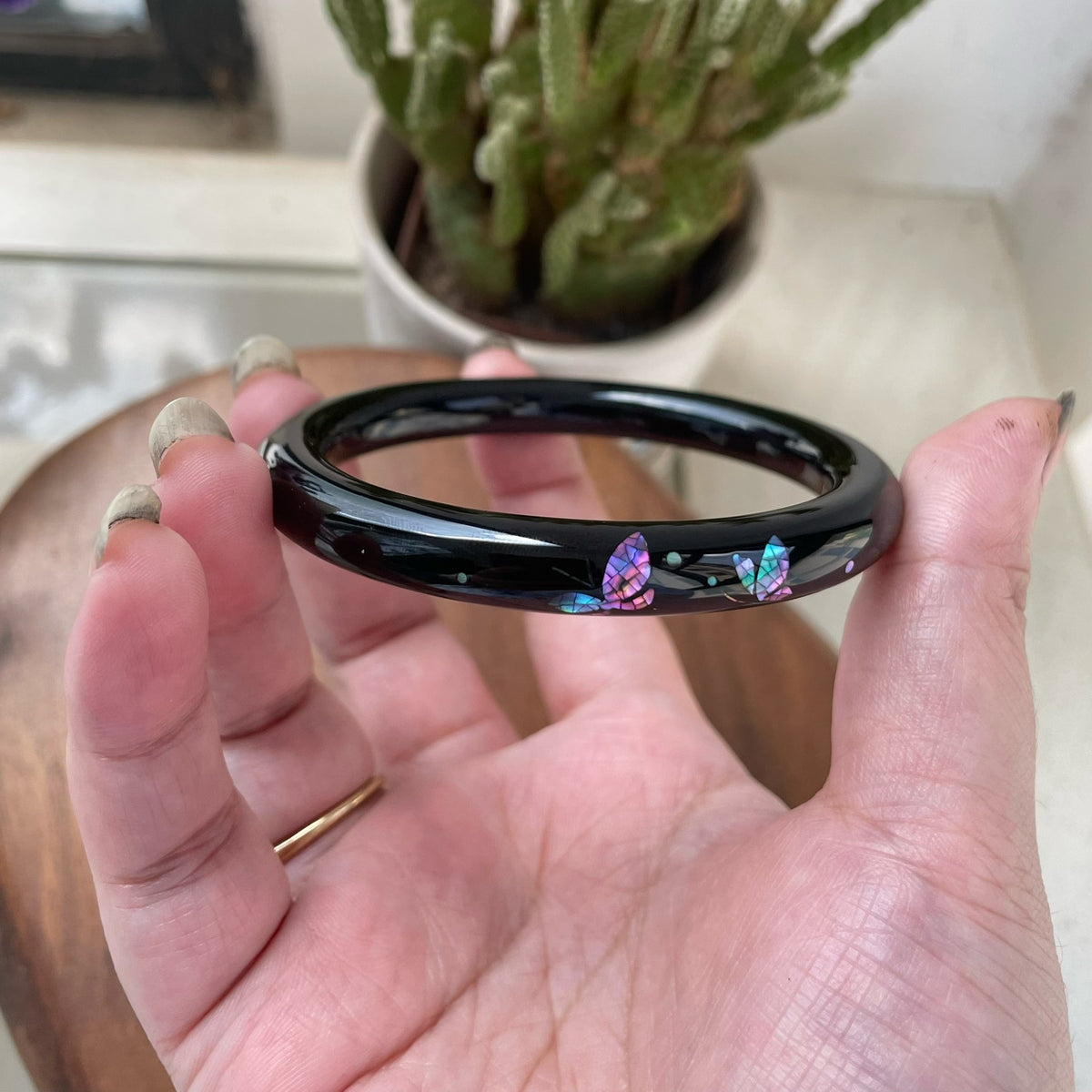 Lacquer Butterfly Bangle Bracelet