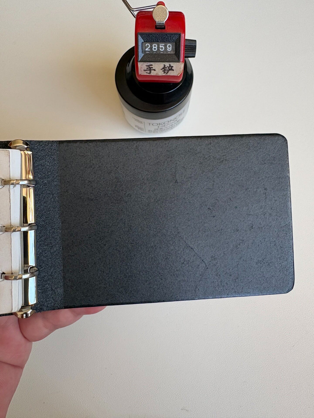 Handmade A9 Leather Binder Black Buttero